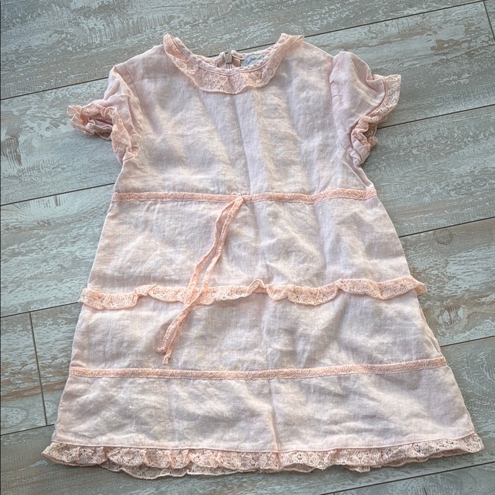 Vintage zucchero e Filati Girls Linen‎ Dress Made in Italy